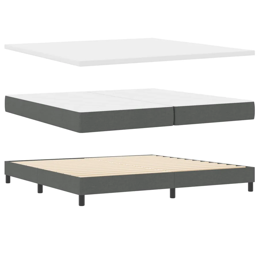 Lit à ressorts avec matelas Gris foncé 200 x 200 cm tissu - 4