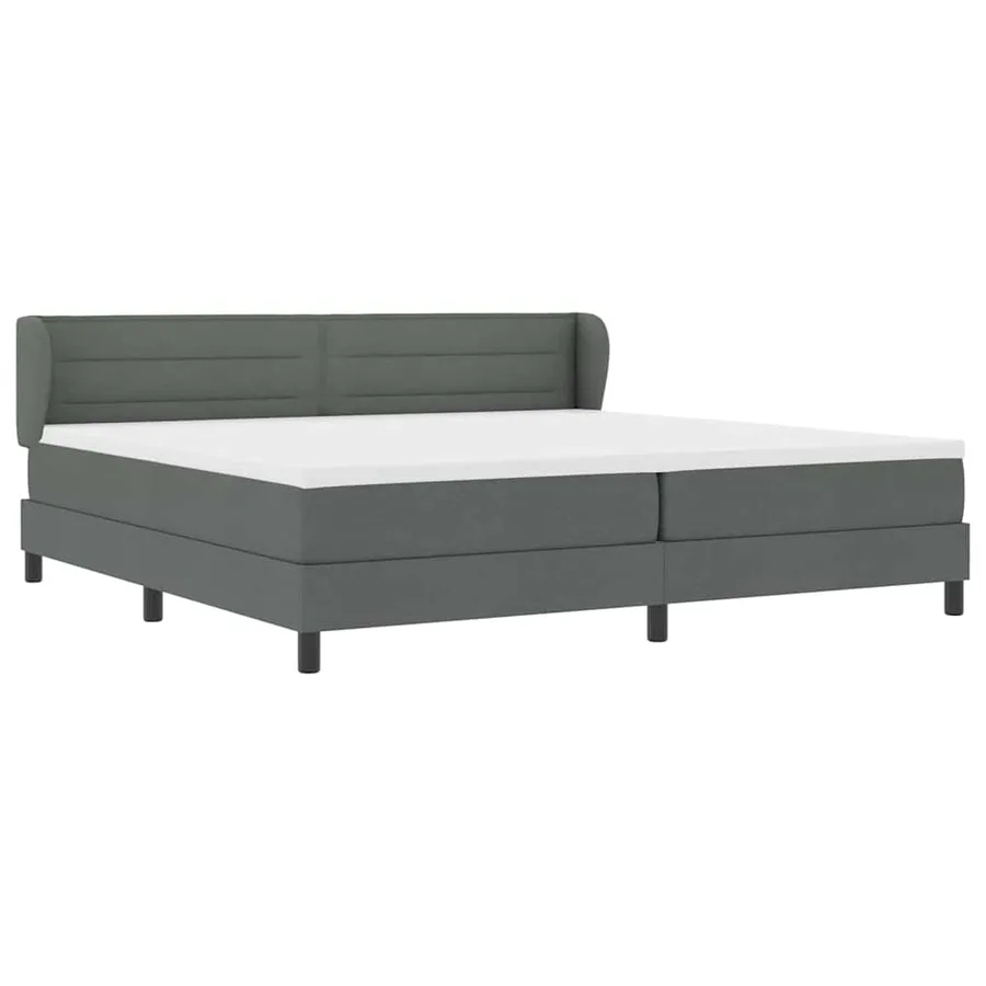Lit à ressorts avec matelas Gris foncé 200 x 200 cm tissu - 6