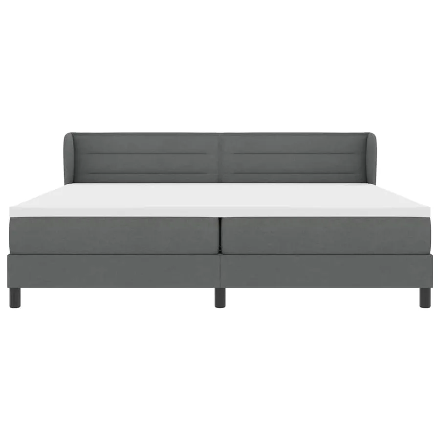 Lit à ressorts avec matelas Gris foncé 200 x 200 cm tissu - 7