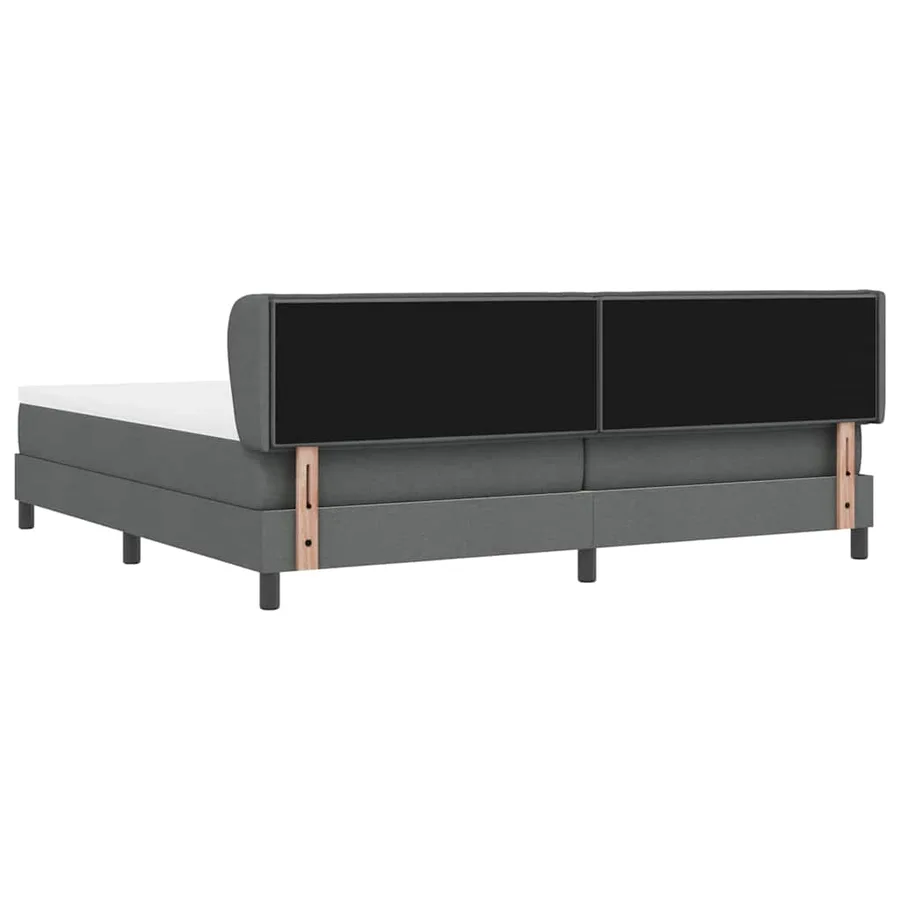 Lit à ressorts avec matelas Gris foncé 200 x 200 cm tissu - 9