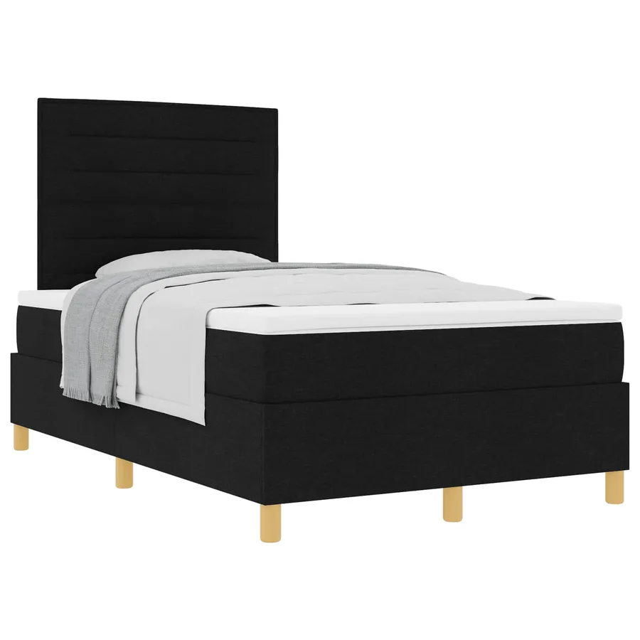 Lit à ressorts avec matelas Noir 120 x 200 cm tissu - 2