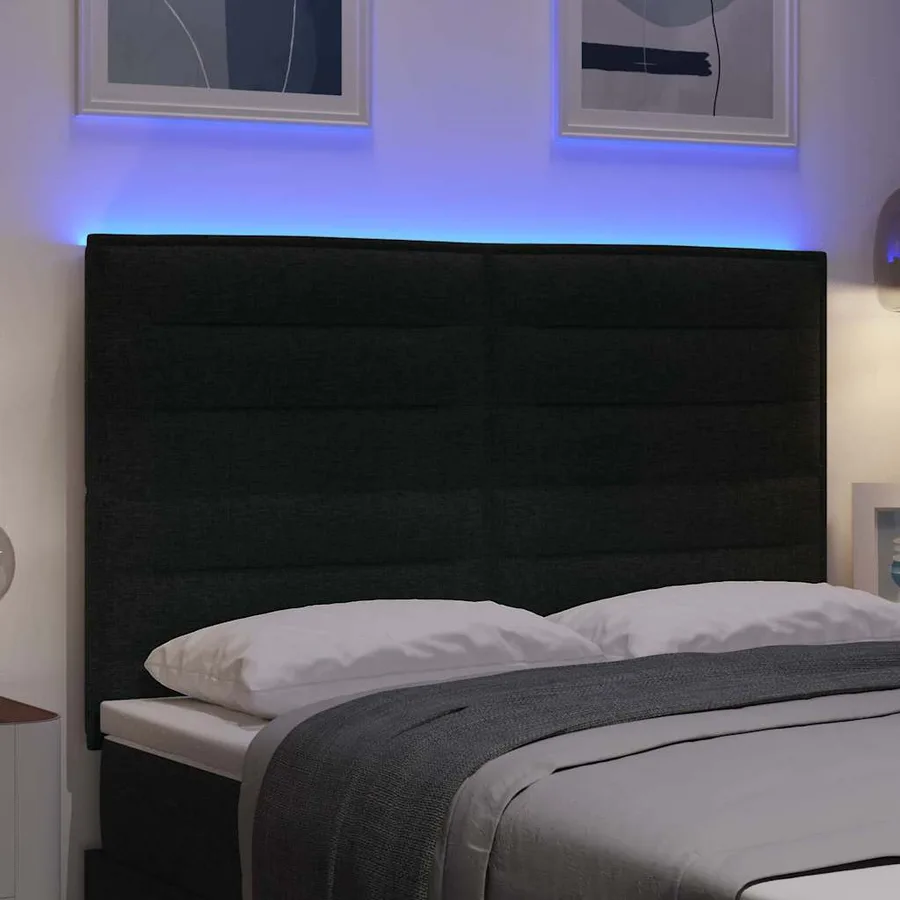 Tête de lit LED avec bandes LED Noir 160 cm tissu - 4