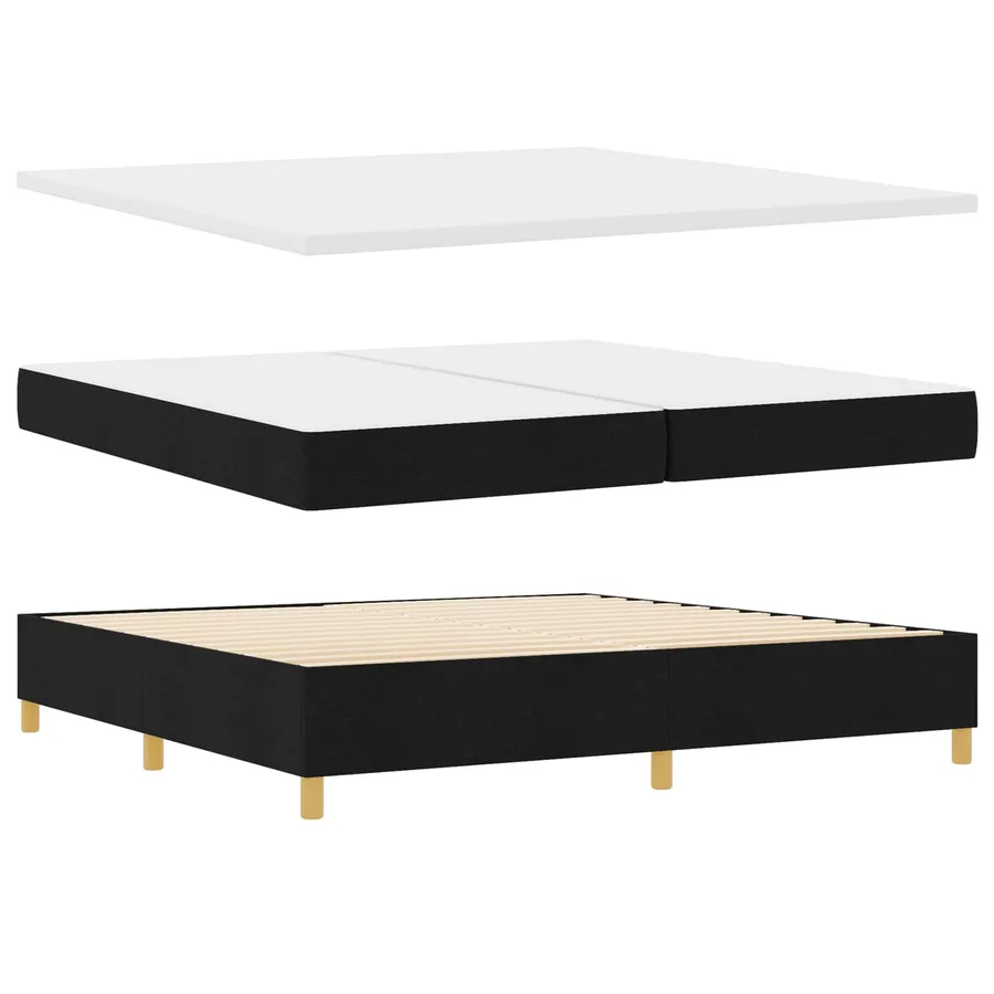 Lit à ressorts avec matelas Noir 200 x 200 cm tissu - 5