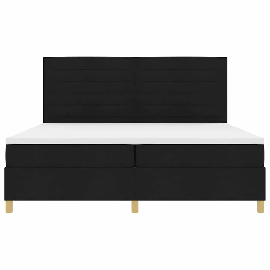 Lit à ressorts avec matelas Noir 200 x 200 cm tissu - 6
