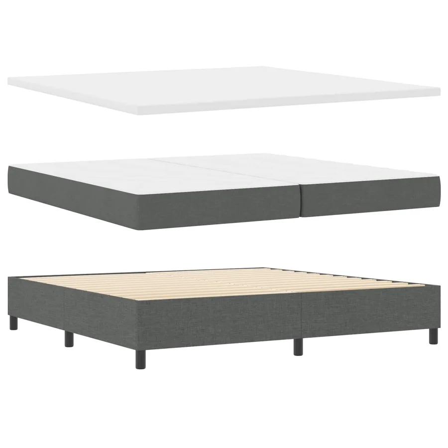 Lit à ressorts avec matelas Gris foncé 200 x 200 cm tissu - 6