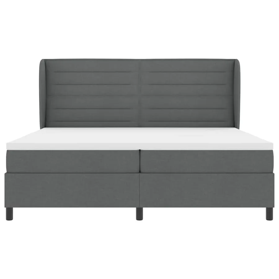 Lit à ressorts avec matelas Gris foncé 200 x 200 cm tissu - 7