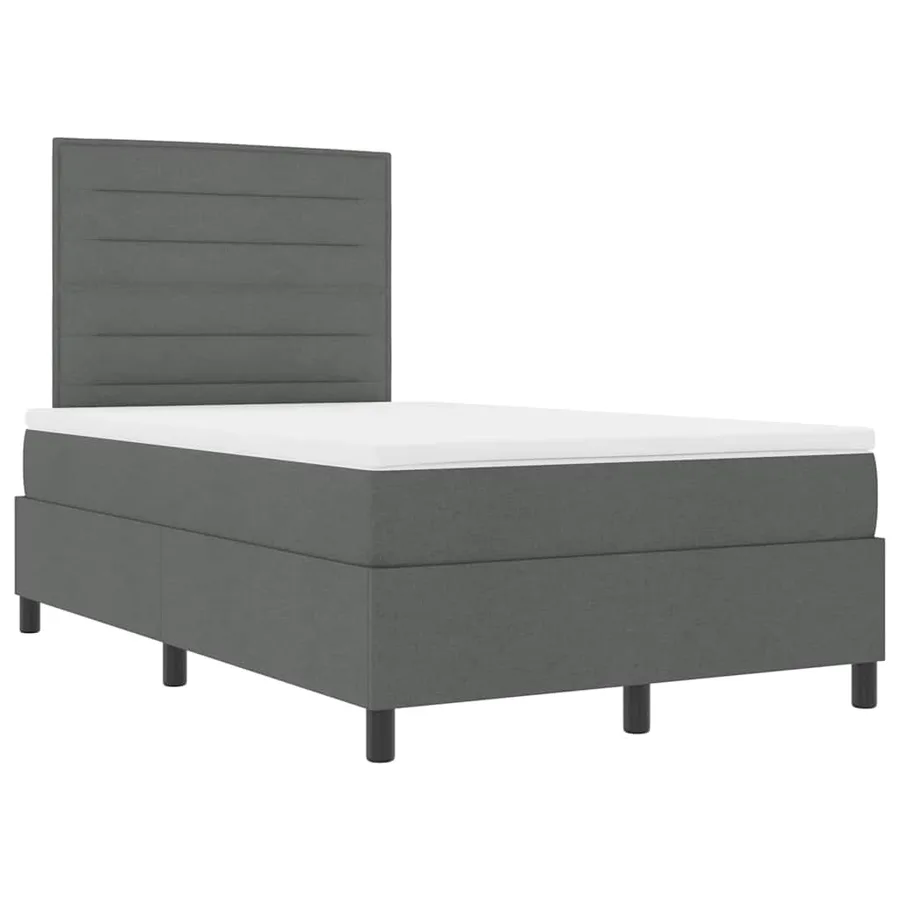 Lit à ressorts avec matelas Gris foncé 120 x 200 cm tissu - 5