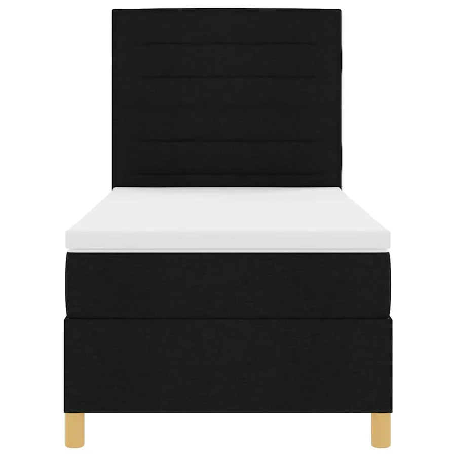 Lit à ressorts avec matelas Noir 100 x 200 cm tissu - 7