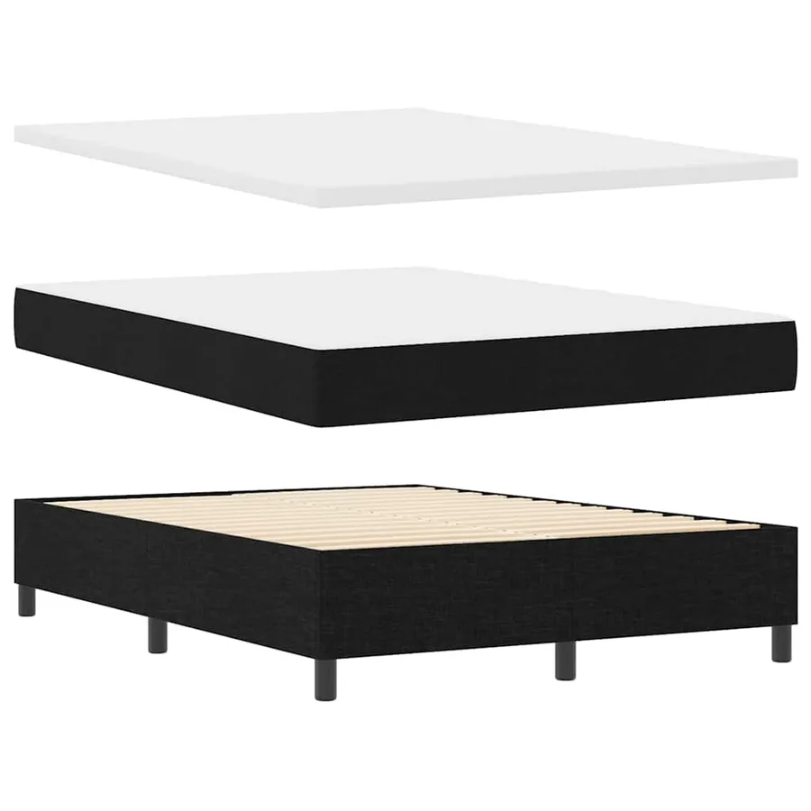 Lit à ressorts avec matelas Noir 200 x 160 cm tissu - 5