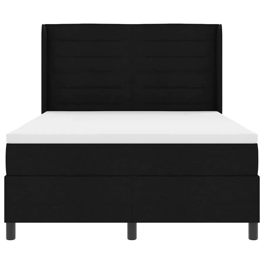 Lit à ressorts avec matelas Noir 200 x 160 cm tissu - 7