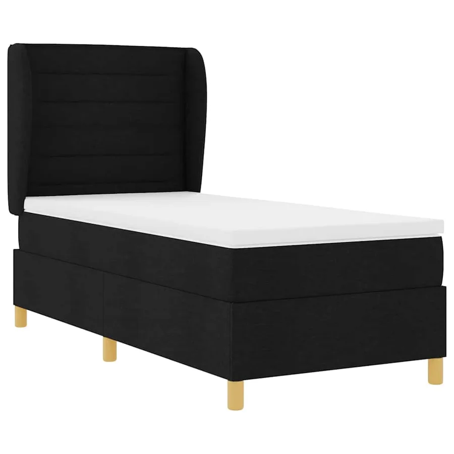 Lit à ressorts avec matelas Noir 200 x 100 cm tissu - 5