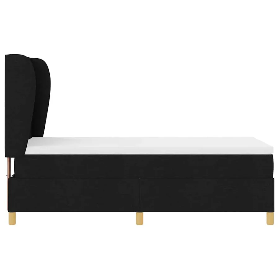 Lit à ressorts avec matelas Noir 200 x 100 cm tissu - 7
