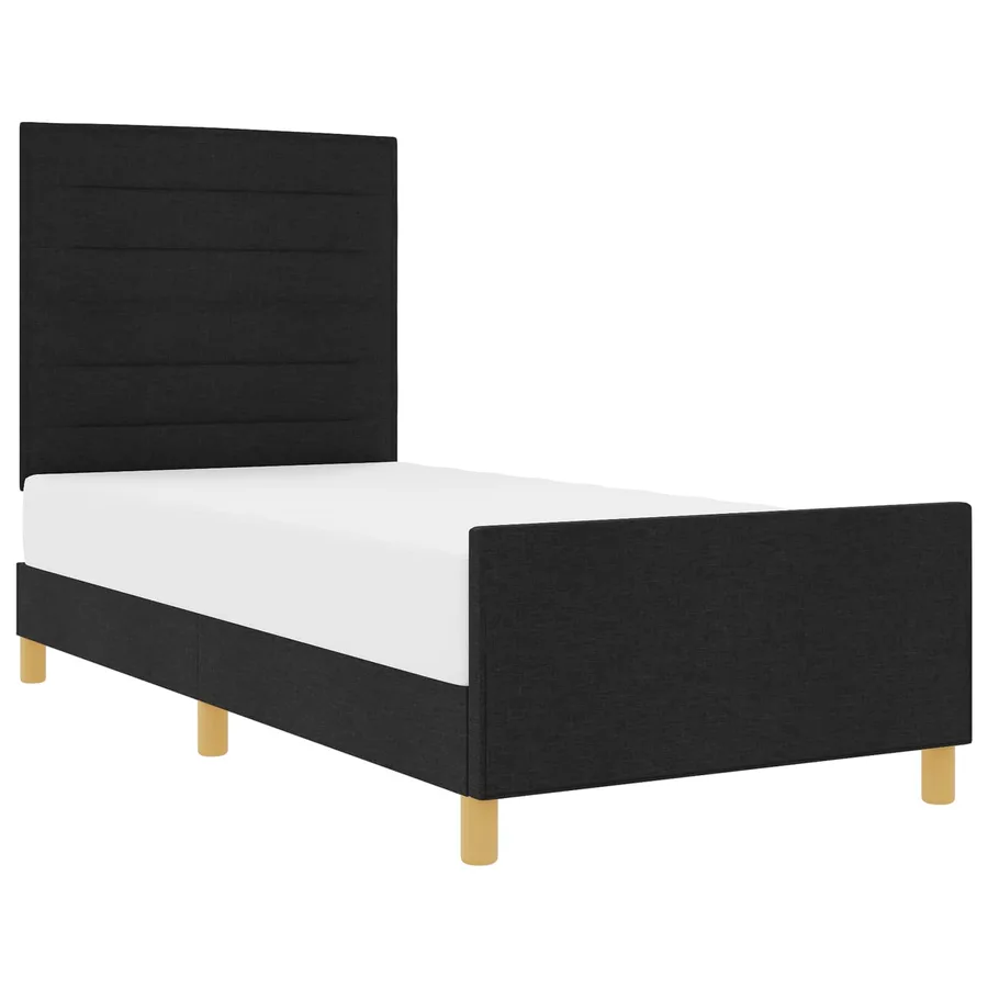 Cadre de lit avec tête de lit Noir 100 x 200 cm tissu - 2