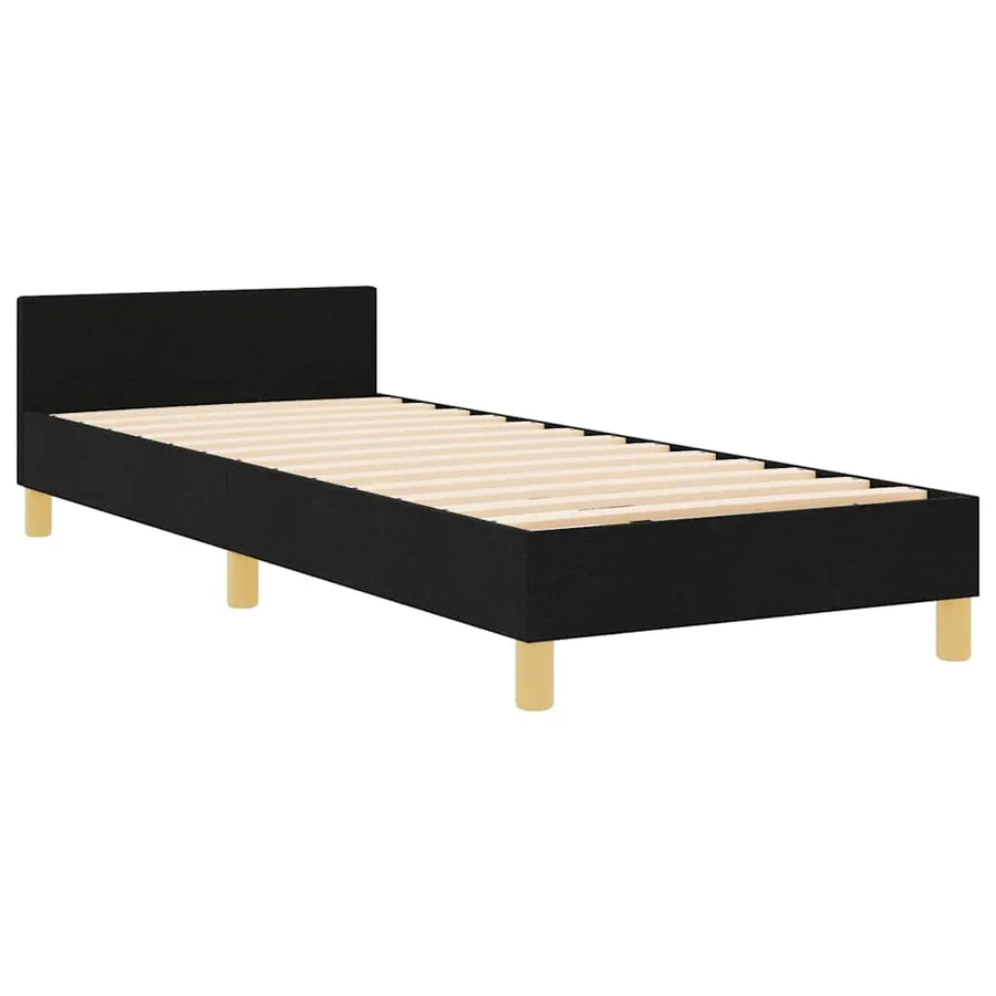 Cadre de lit avec tête de lit Noir 100 x 200 cm tissu - 5
