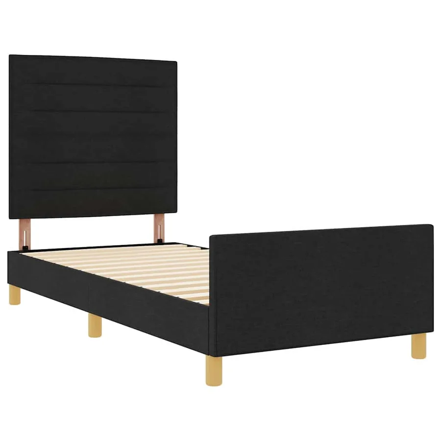 Cadre de lit avec tête de lit Noir 100 x 200 cm tissu - 6