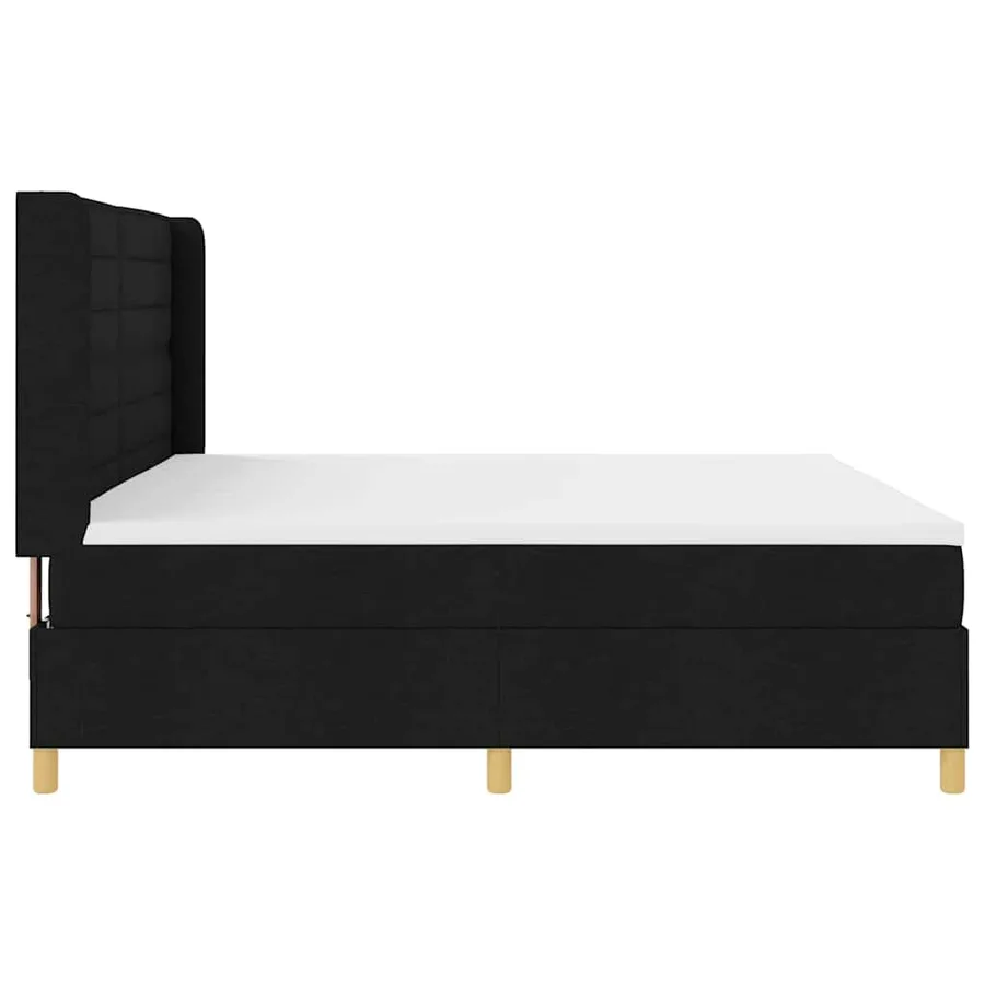 Lit à ressorts avec matelas avec LED Noir 200 x 200 cm tissu - 9