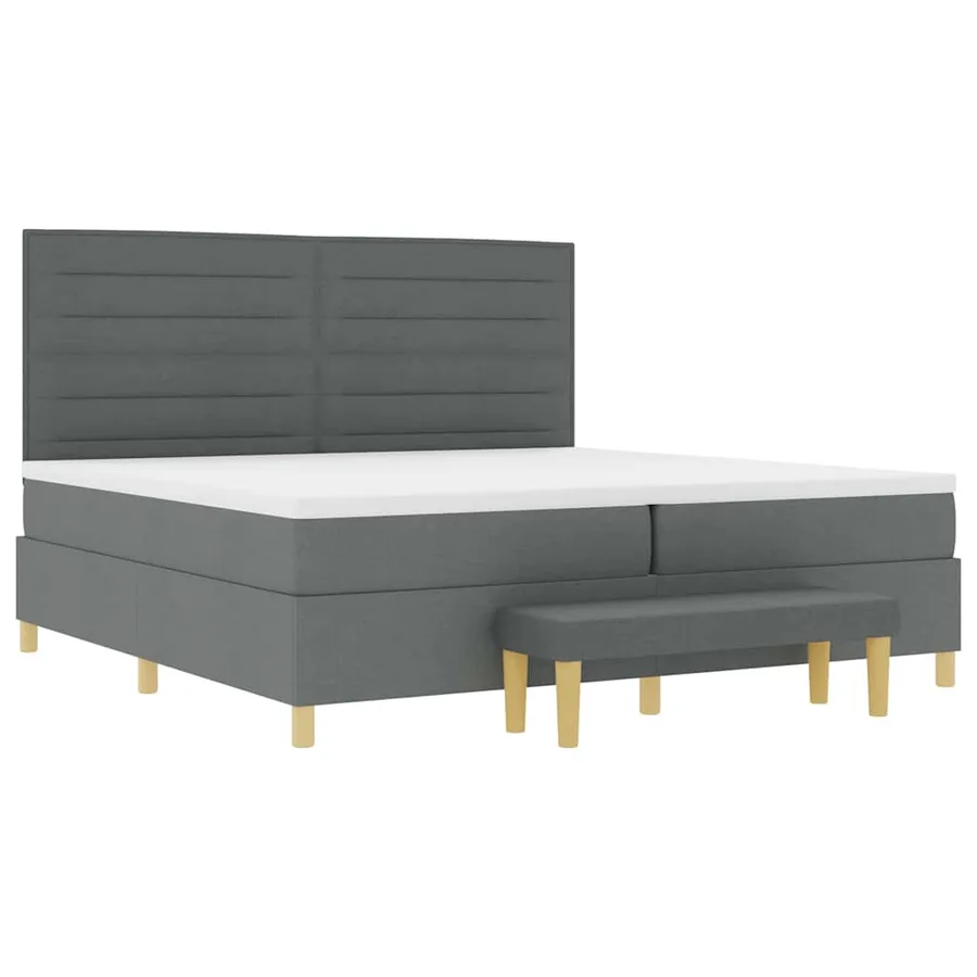 Lit à ressorts avec matelas Gris foncé 200 x 200 cm tissu - 6