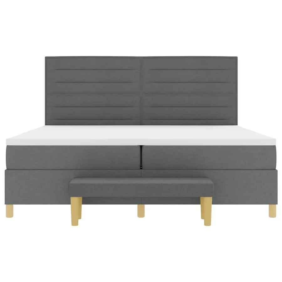 Lit à ressorts avec matelas Gris foncé 200 x 200 cm tissu - 7