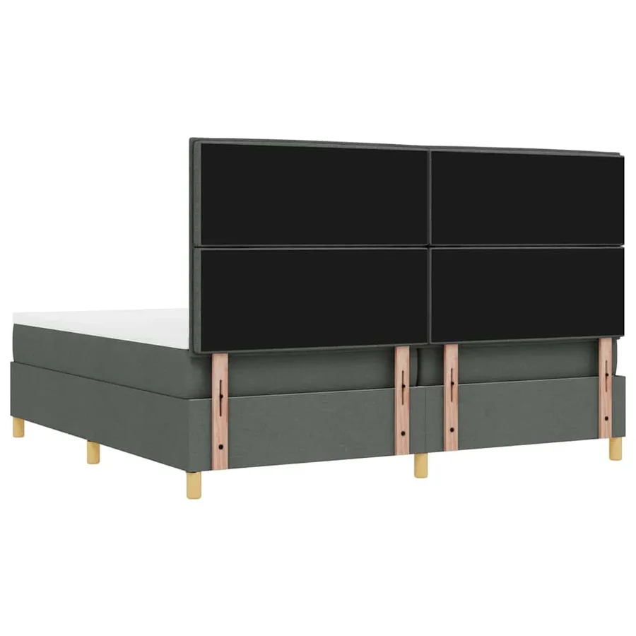 Lit à ressorts avec matelas Gris foncé 200 x 200 cm tissu - 9