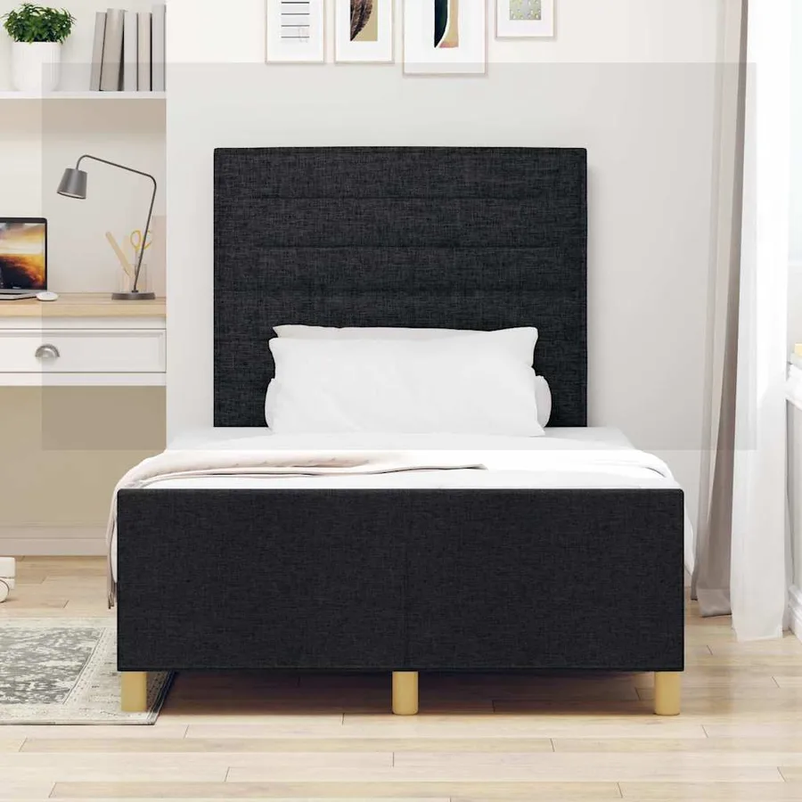 Cadre de lit avec tête de lit Noir 120 x 190 cm tissu - 3