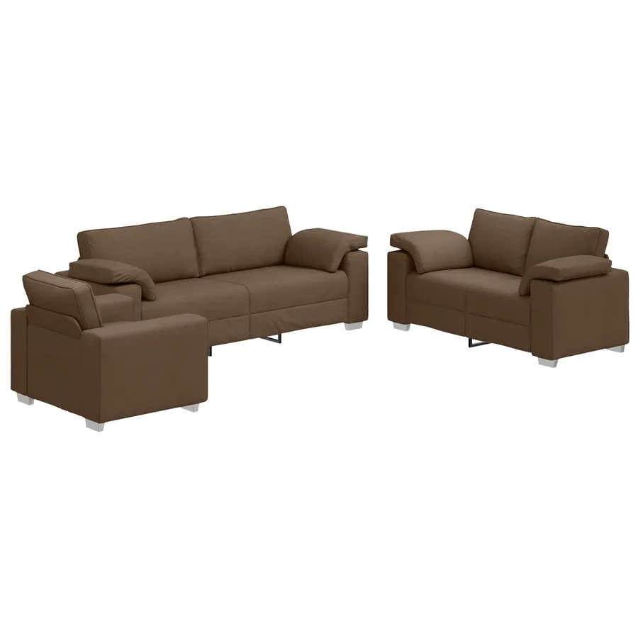 Canapé 3 pcs Marron 219 x 80 x 82 cm Tissu en lin mélangé - 2