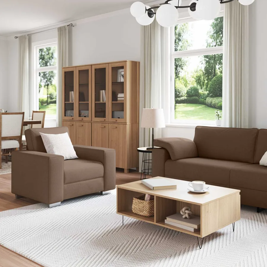 Canapé 3 pcs Marron 219 x 80 x 82 cm Tissu en lin mélangé - 3