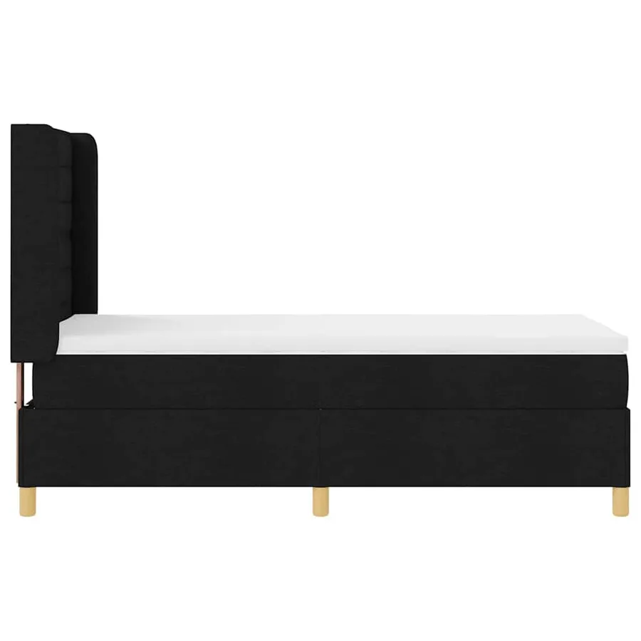 Lit à ressorts avec matelas Noir 100 x 200 cm tissu - 5