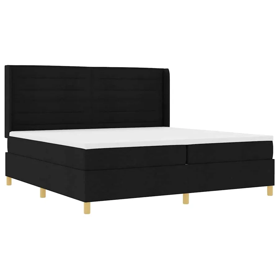 Lit à ressorts avec matelas Noir 200 x 200 cm tissu - 4