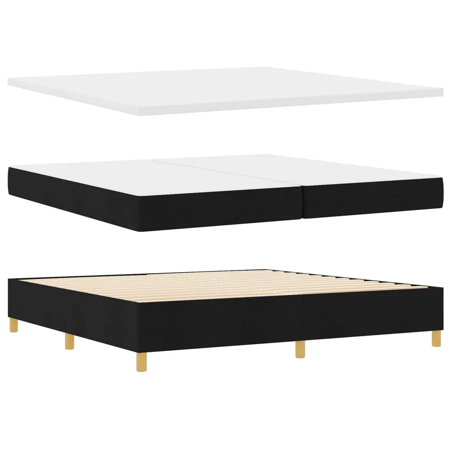 Lit à ressorts avec matelas Noir 200 x 200 cm tissu - 5
