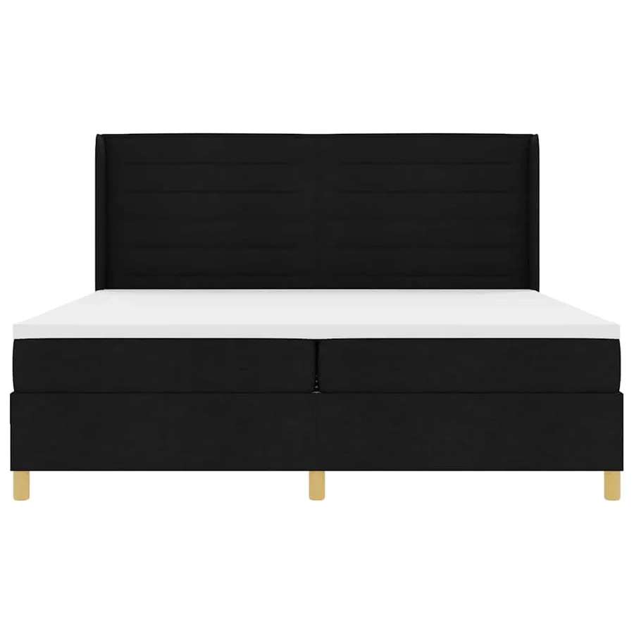 Lit à ressorts avec matelas Noir 200 x 200 cm tissu - 7