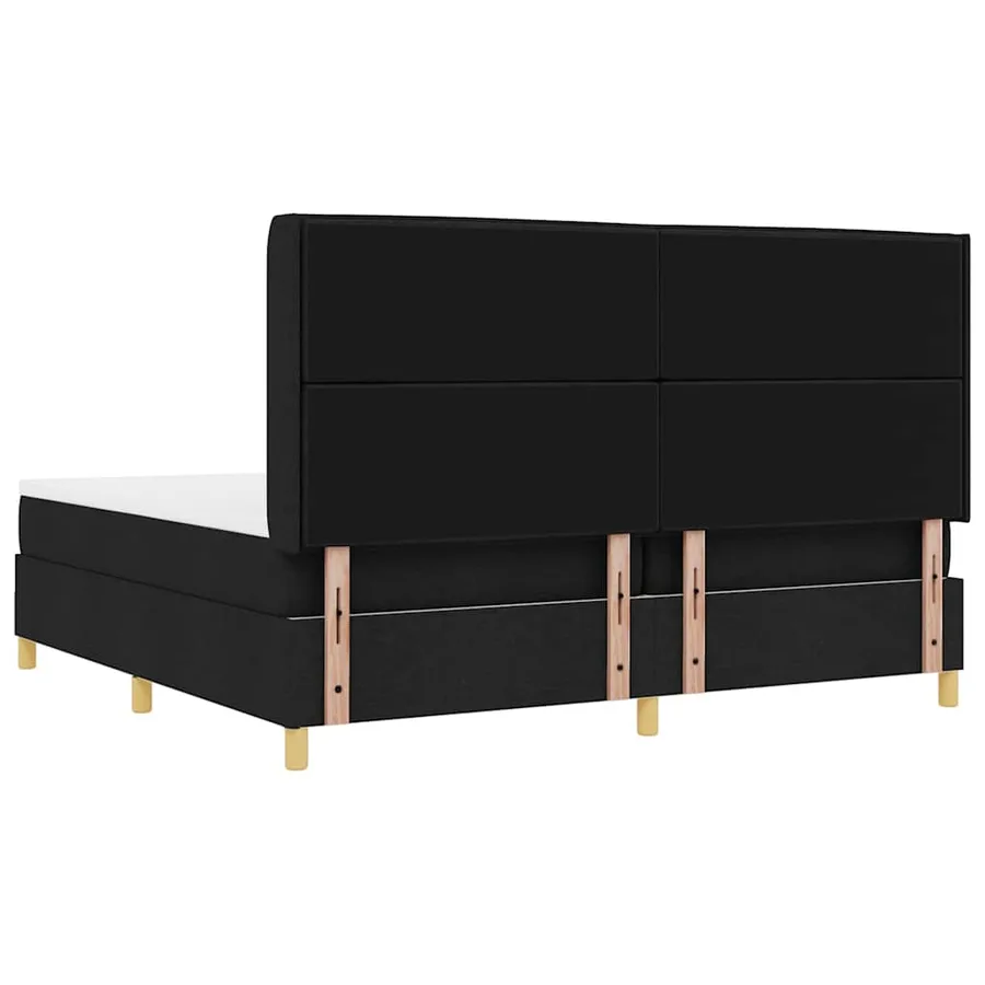 Lit à ressorts avec matelas Noir 200 x 200 cm tissu - 9