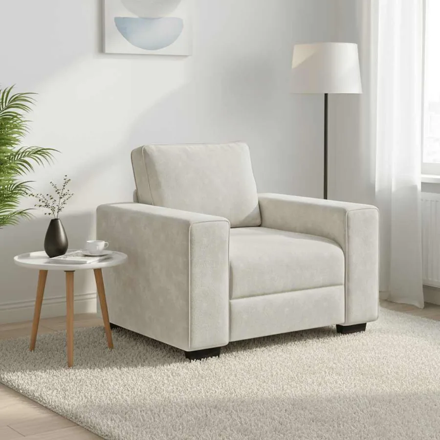 Canapé/Fauteuil crème 100x77x82 cm velours