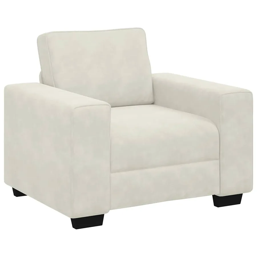 Canapé/Fauteuil crème 100x77x82 cm velours - 2