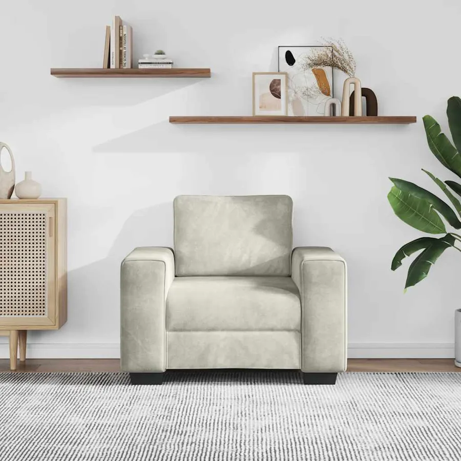 Canapé/Fauteuil crème 100x77x82 cm velours - 3