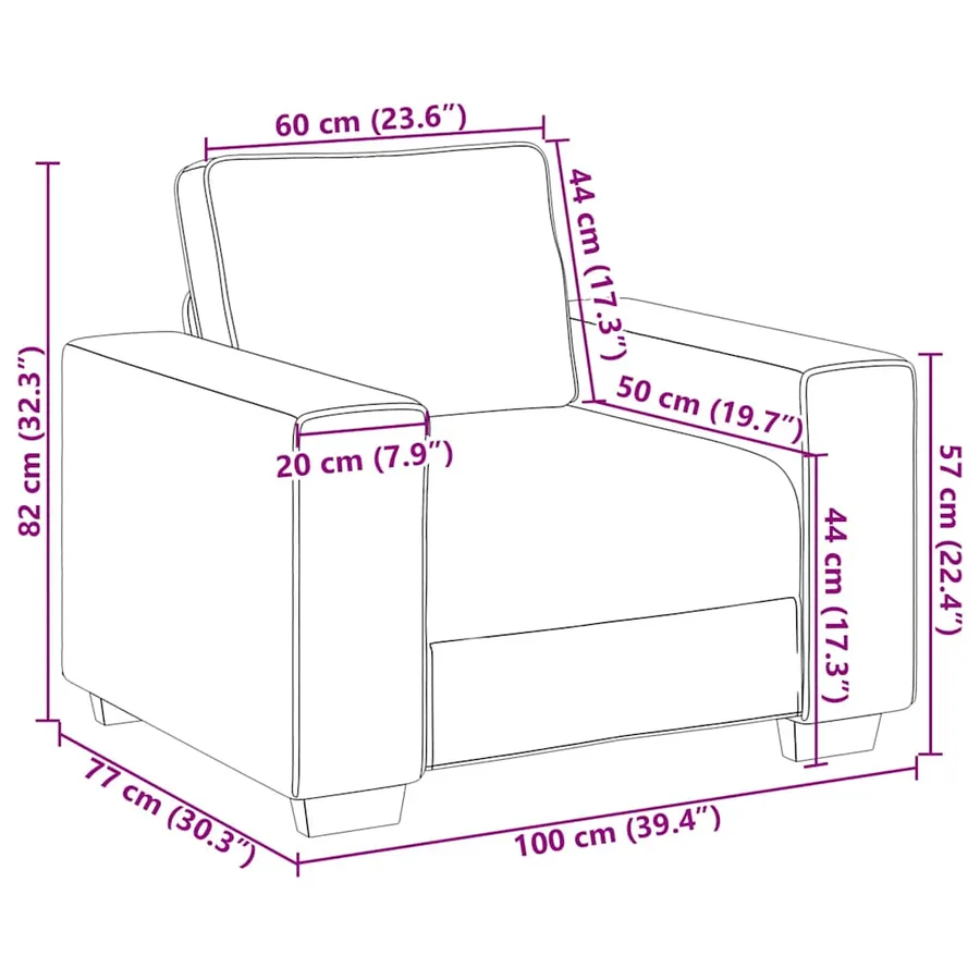 Canapé/Fauteuil crème 100x77x82 cm velours - 9