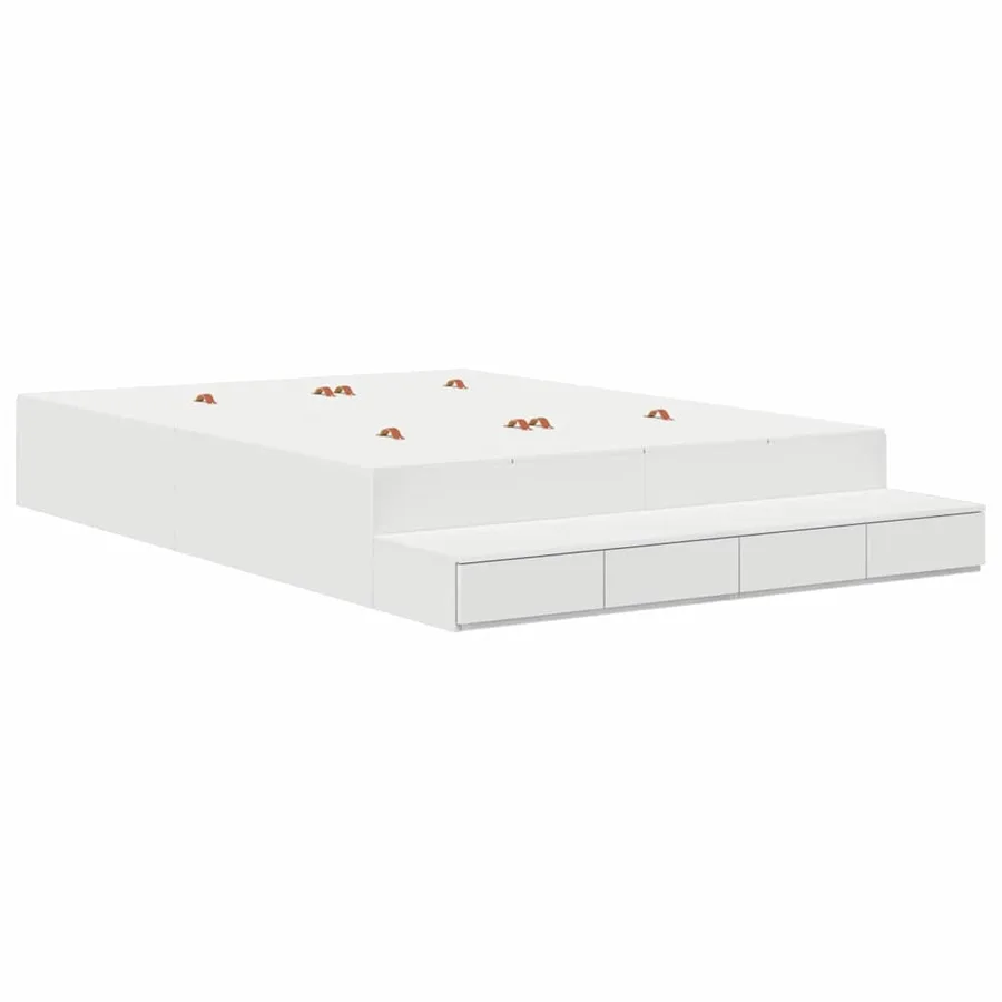 Cadre de lit avec rangement Blanc 150 cm Bois d'ingénierie - 2