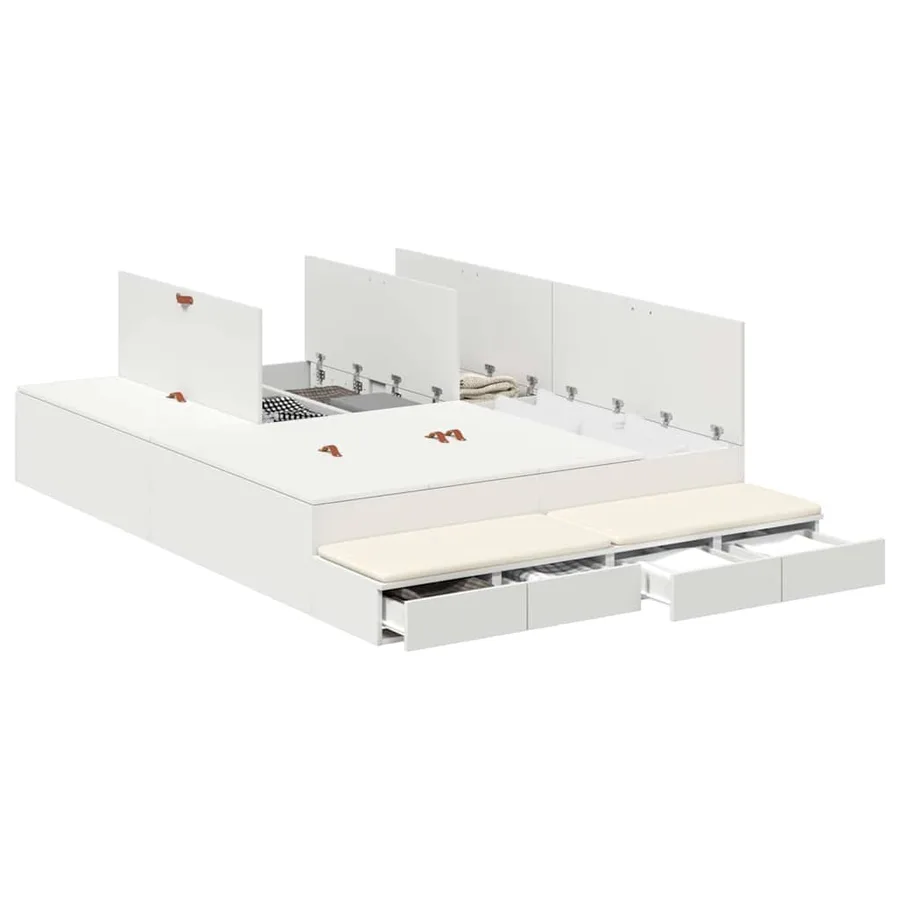 Cadre de lit avec rangement Blanc 150 cm Bois d'ingénierie - 3