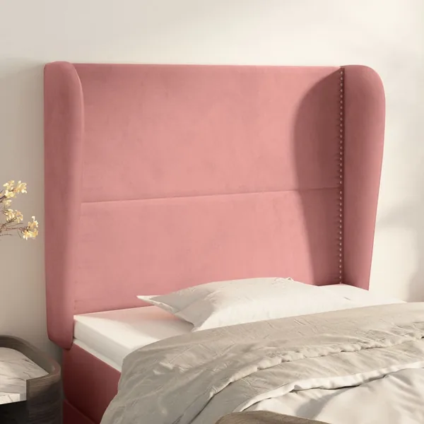 Tête de lit avec oreilles Rose 103x23x118/128 cm Velours