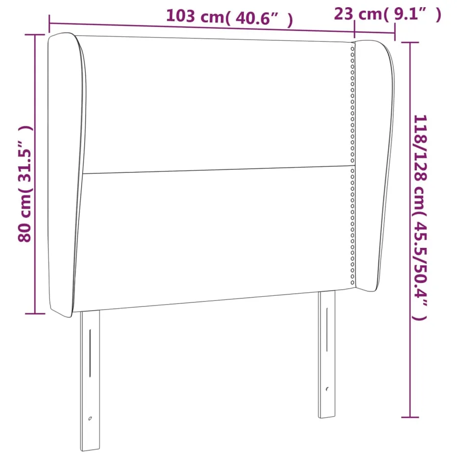 Tête de lit avec oreilles Rose 103x23x118/128 cm Velours - 9
