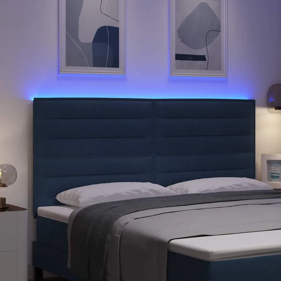 Tête de lit LED avec bandes LED Bleu 180 cm tissu - 4