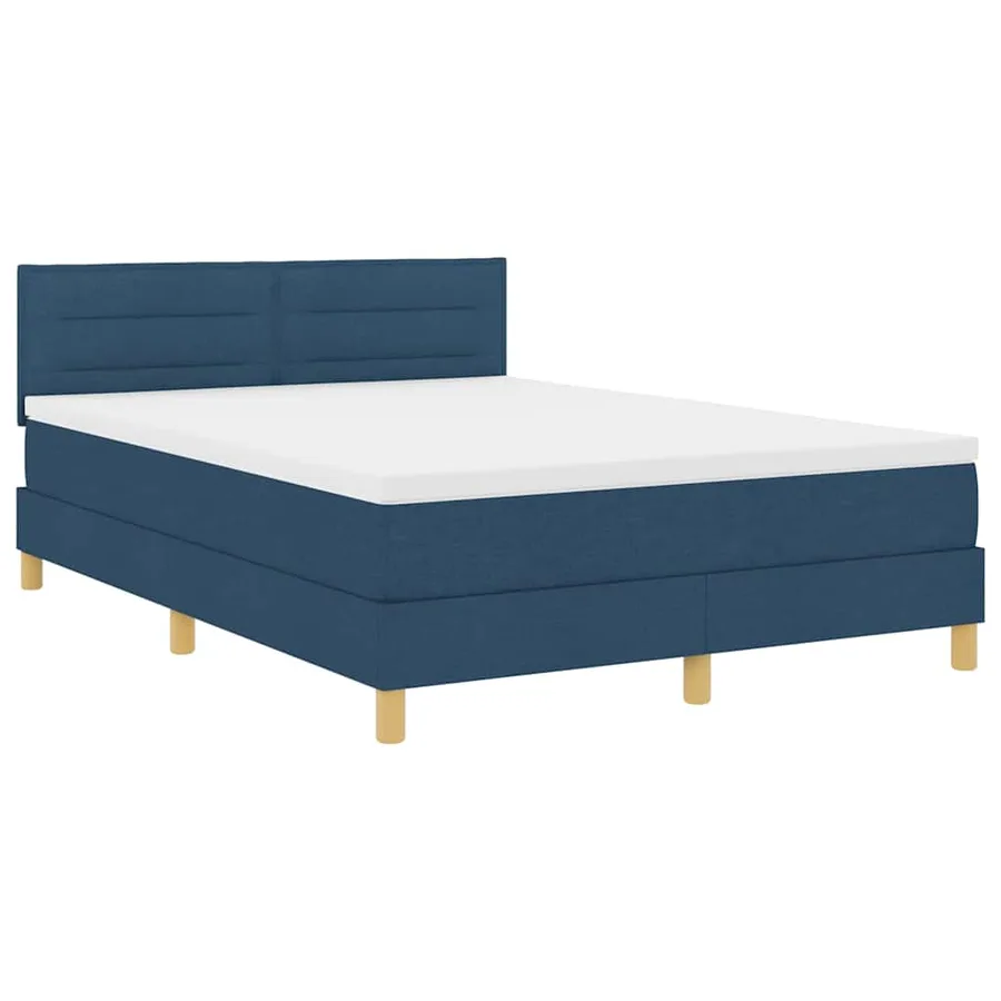 Lit à ressort LED avec coussin Bleu 140 x 190 cm tissu - 2