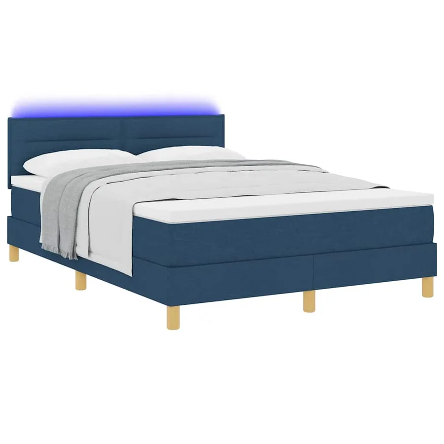Lit à ressort LED avec coussin Bleu 140 x 190 cm tissu - 3