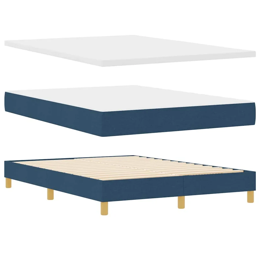 Lit à ressort LED avec coussin Bleu 140 x 190 cm tissu - 6