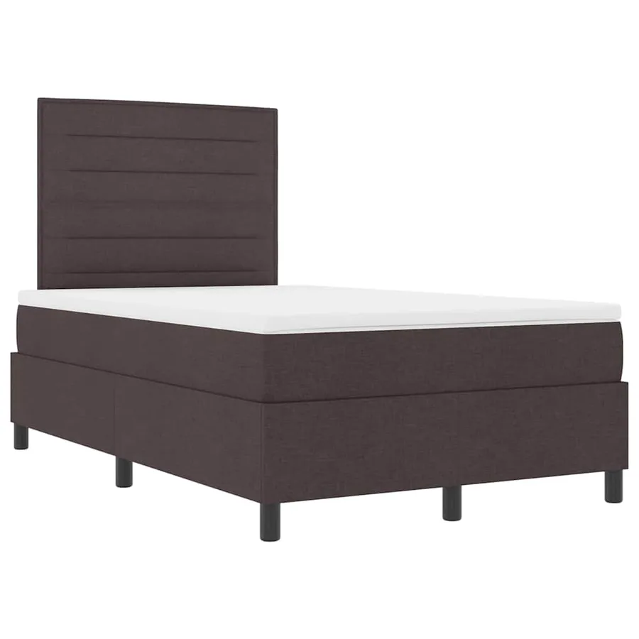 Lit à ressorts avec matelas Marron foncé 120 x 200 cm tissu - 6