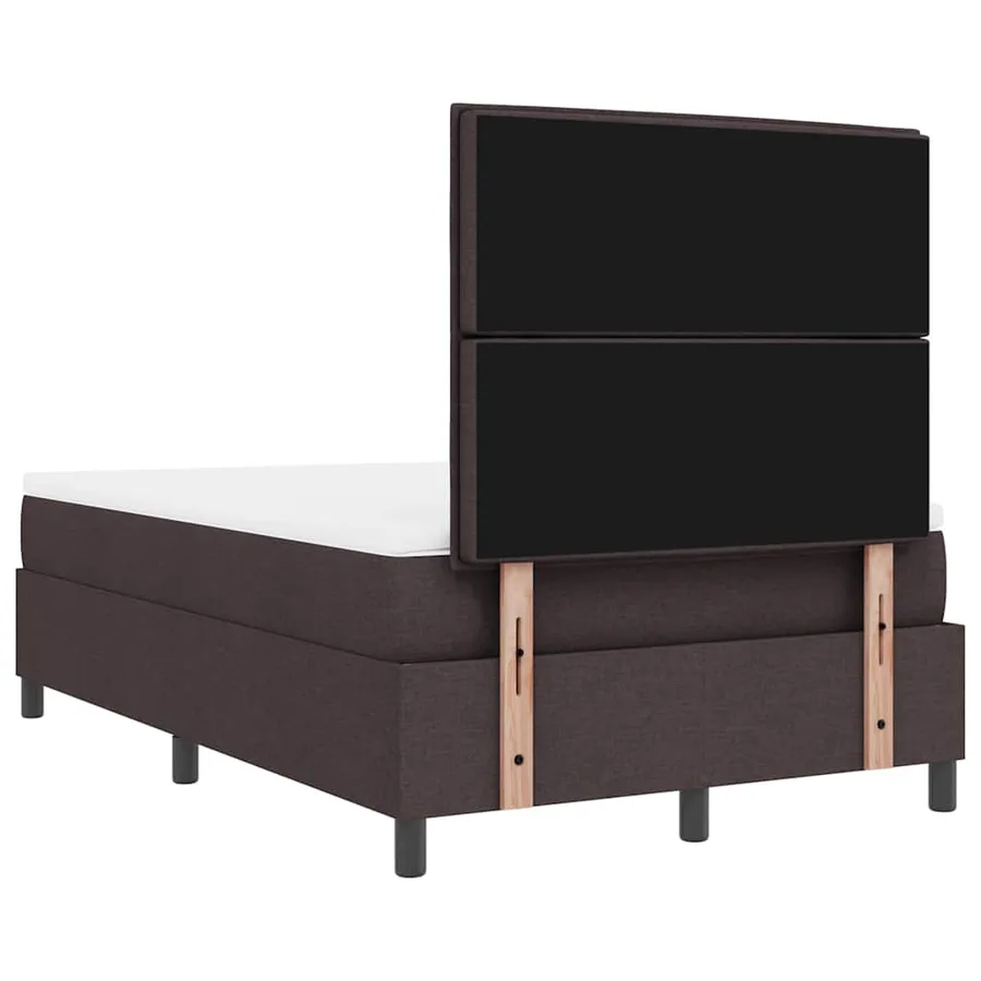 Lit à ressorts avec matelas Marron foncé 120 x 200 cm tissu - 8
