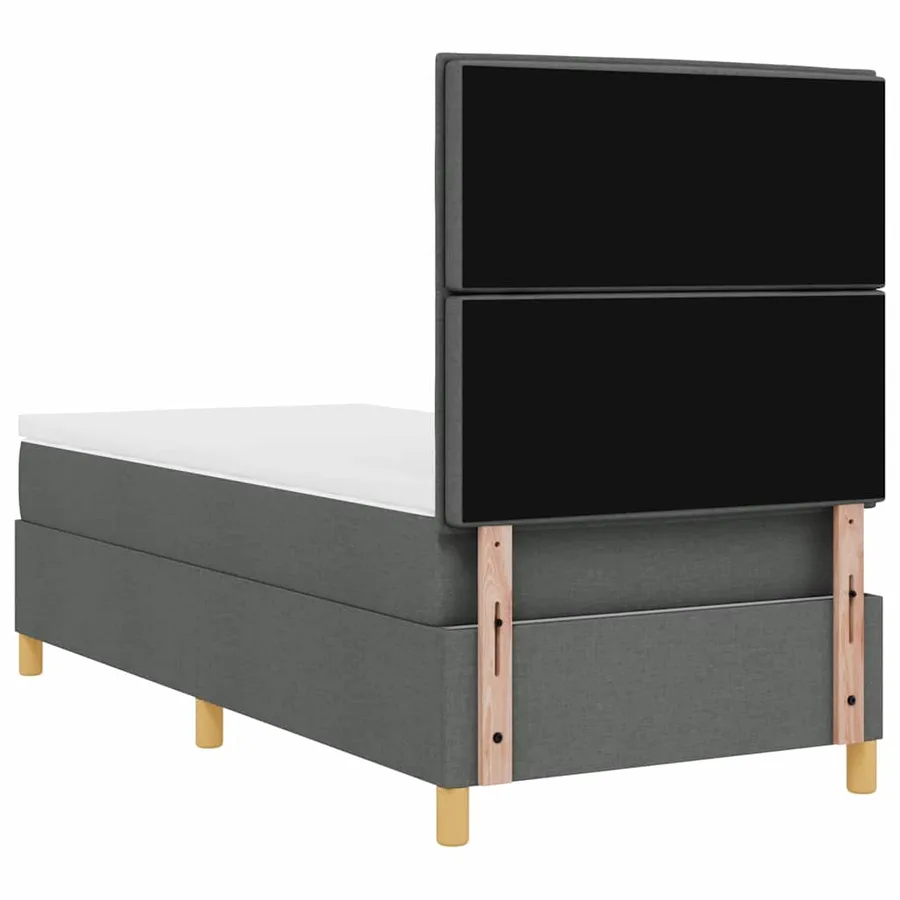 Lit à ressort LED avec matelas Gris foncé 90 x 190 cm tissu - 10