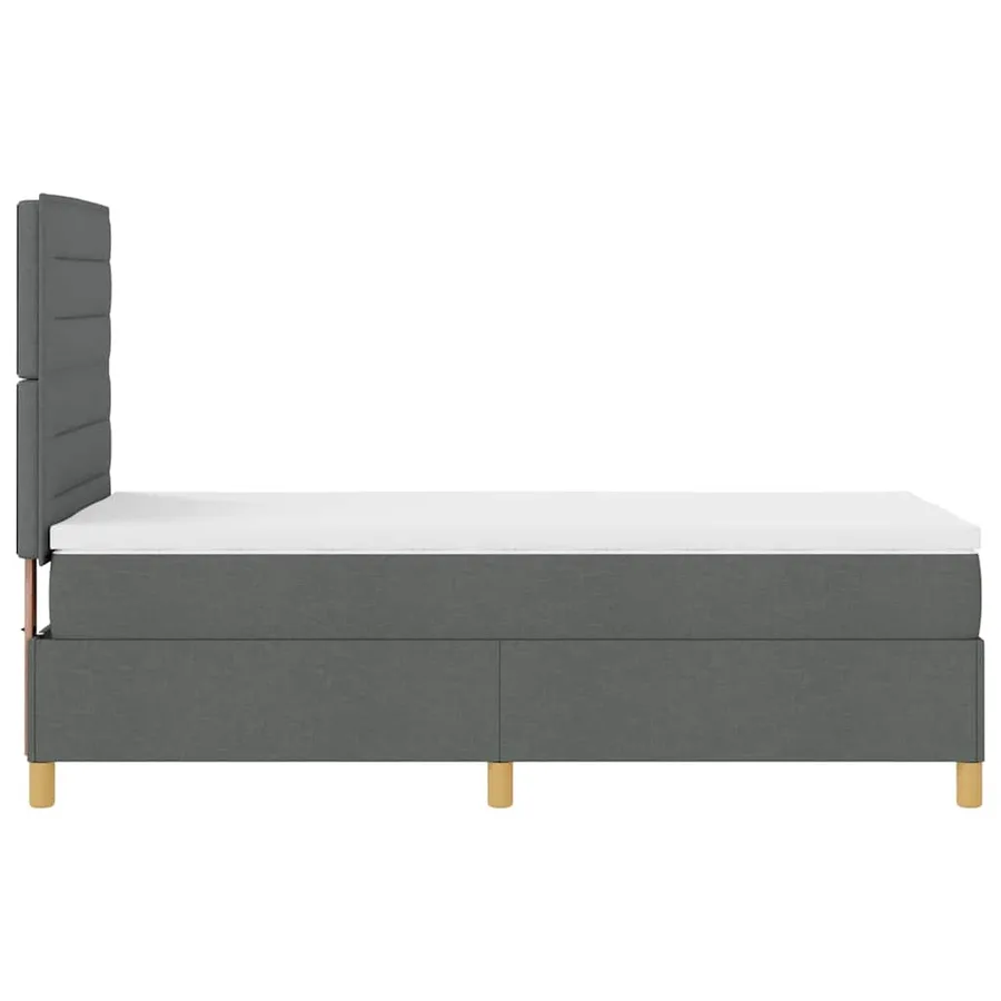 Lit à ressort LED avec matelas Gris foncé 90 x 190 cm tissu - 9