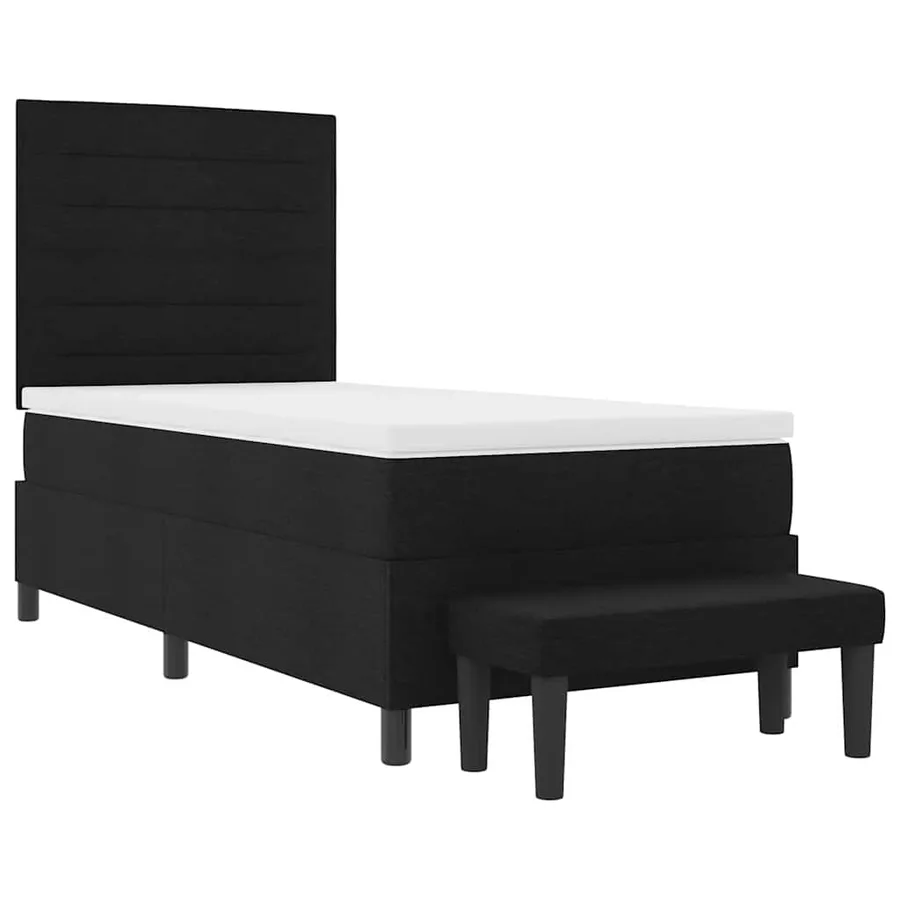 Lit à ressorts avec coussin Noir 90 x 200 cm tissu - 4