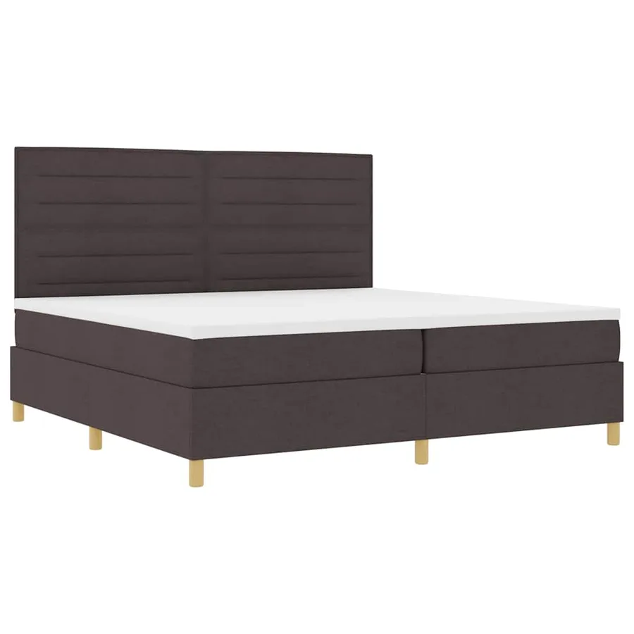 Lit à ressort LED avec matelas Marron foncé 200 x 200 cm tissu - 6