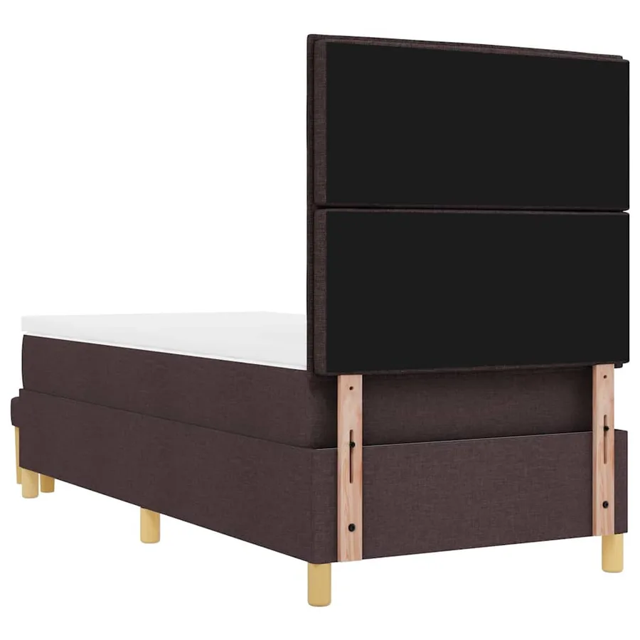 Lit à ressorts avec tête de lit Marron foncé 200 x 90 cm tissu - 8